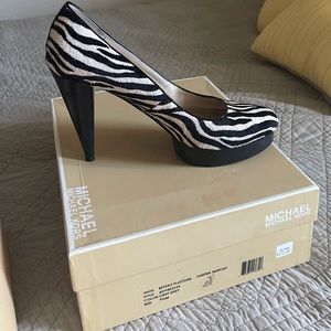 Michael Kors 9.5 calf hair zebra print. Worn once. Original box